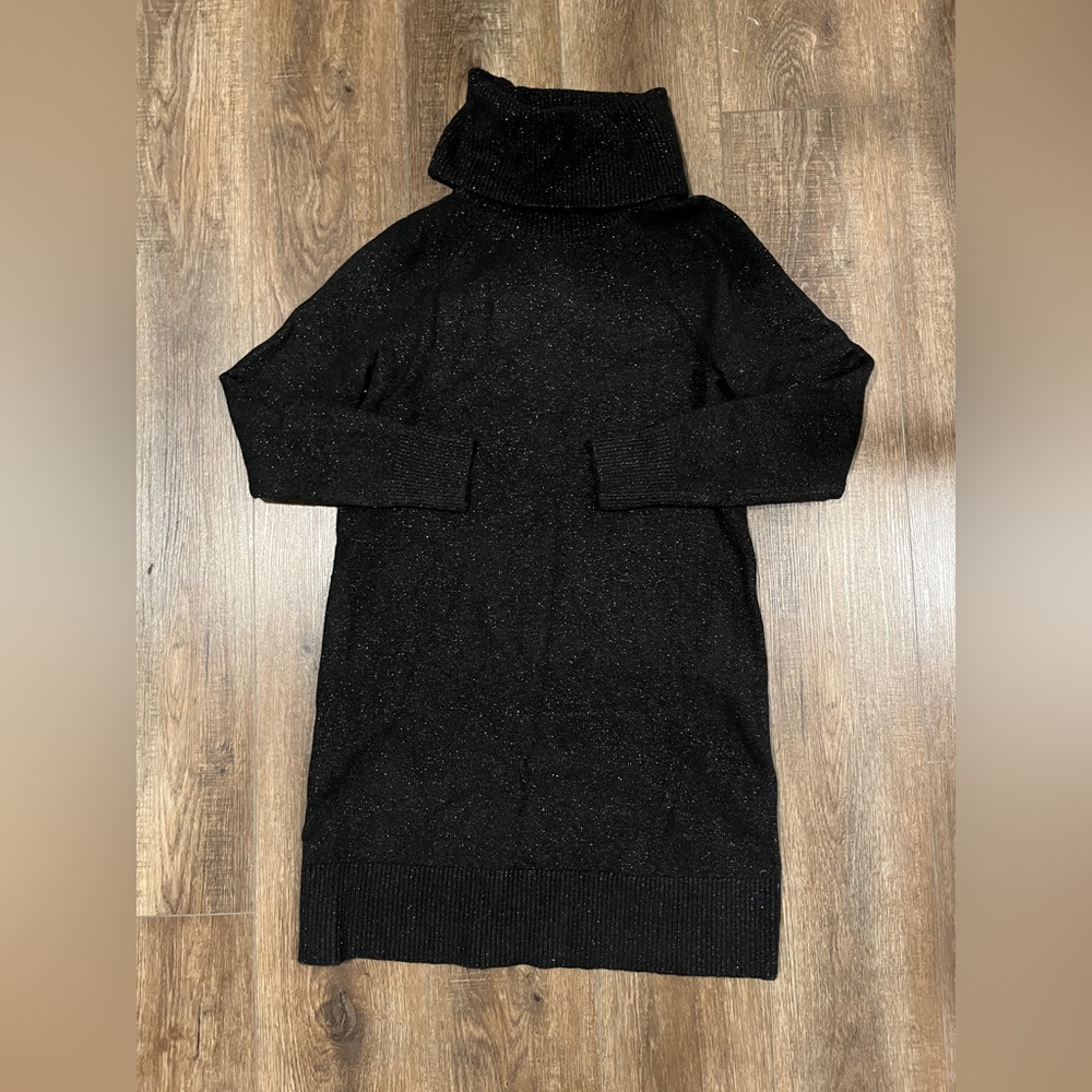 LOFT black gold sparkle sweater mini dress petite